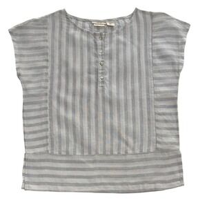 Christian Siriano New York 100% Linen Gray Stripe Top Blouse Womens Small W516